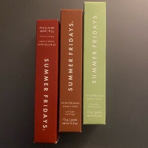 Summer Fridays Lip Balm Set in Red, Brown, and Green